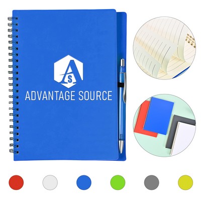 Frosted PP Spiral Notebook With Pen