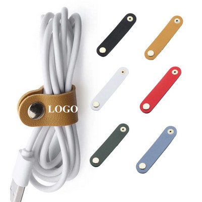 PU-Leather Reusable Data Line Cable Ties Organizer