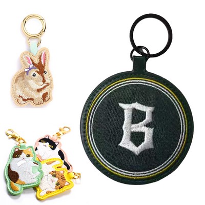 Custom Embroidery Leather Keychain