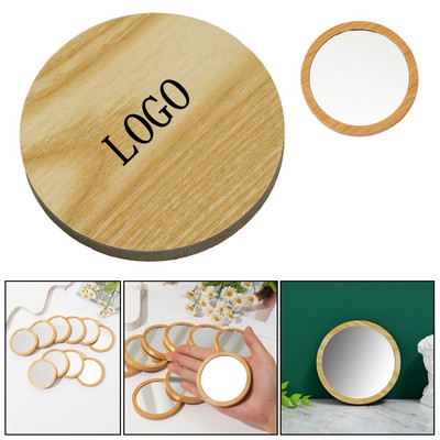 Round Bamboo Pocket Mirror