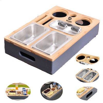 Bamboo Couch Tray with Magnetic Cup Holder