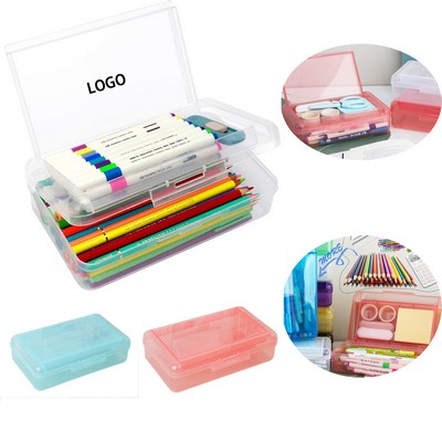 Double Layer Hard Plastic Pencil Case Organizer