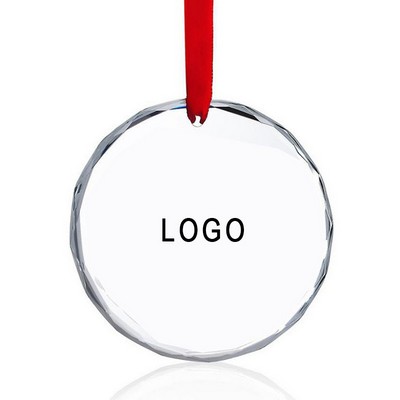Custom Round Clear Christmas Ornament With Red Ribbon