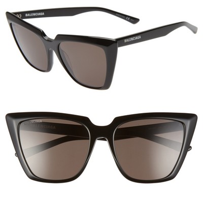 Women's Shiny Black Cat Eye Sunglasses
