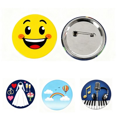 2 1/4" Round Custom Metal Button Badge with Pin Back