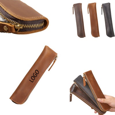 Vintage Leather Distressed Pencil Case