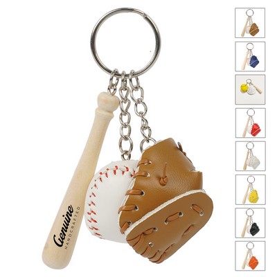 Sport Leather Baseball Keychain