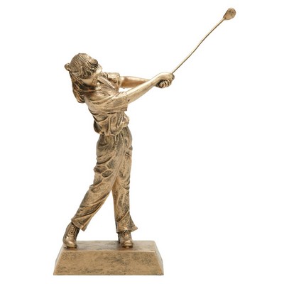 Gold Signature Female Golf Figurine - 10 1/2"