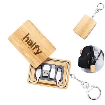 Bamboo Data Cable Box Keychain