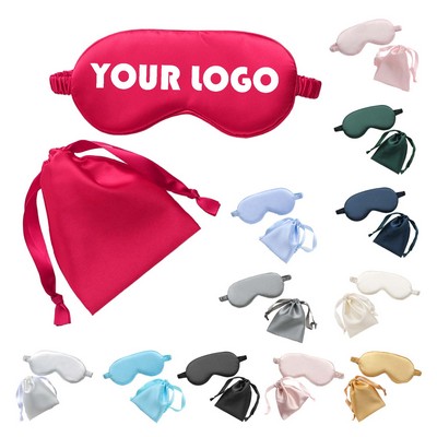 Satin Eye Mask And Adjustable Drawstring Pouch Set