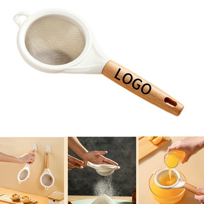 Stainless Steel Mesh Flour Sifter with Wooden Handle