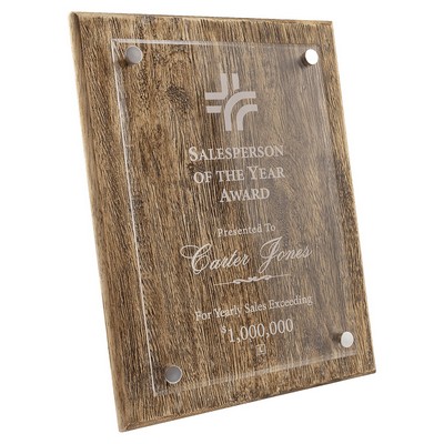 Floating Acrylic Plaque - 9" x 12" - Barnwood