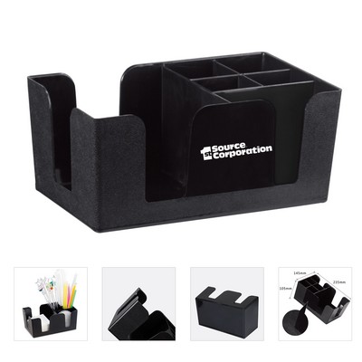 6 Compartments Bar Caddy With Napkins&Straw Holder