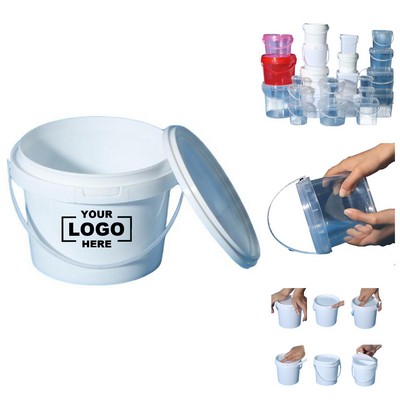PP Rice Storage Box Wine Container Water Plastic Vessel 3L Handheld Round White Bucket