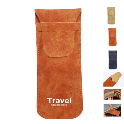 Portable Soft Leather Eyeglass Case