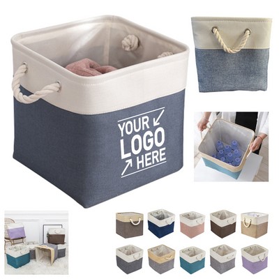 Foldable Linen Storage Basket with Rope Handles