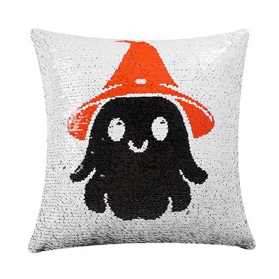 15.5" One Side Full Color Printed Reversible Sequin Pillow Case