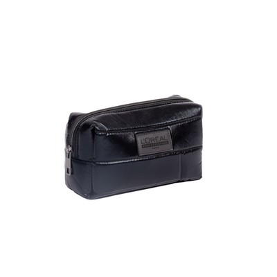 Quilted shiny velvet-style toiletry bag