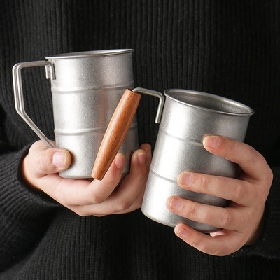 Vintage Stainless Steel Barrel Mug 12 Oz.