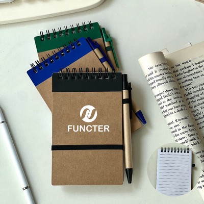Eco Top Spiral Notebook Mini Jotter & Matching Pen Combo
