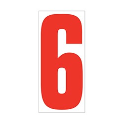 Red On White Number 6 Vinyl Sticker