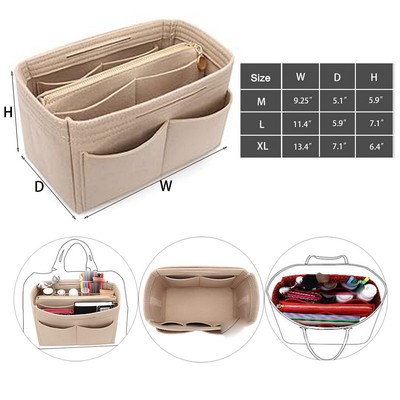 Insert with zipper Bag Tote Shaper