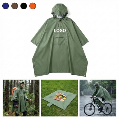 Unisex Adult Rain Poncho Umbrella Pocket Hooded Raincoat