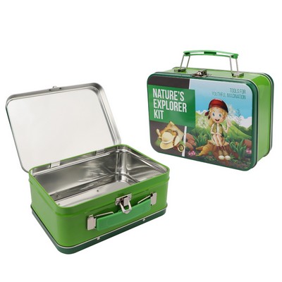 Reusable Small Metal Lunch Box W/ Handle&Lock 7"x5"x3"