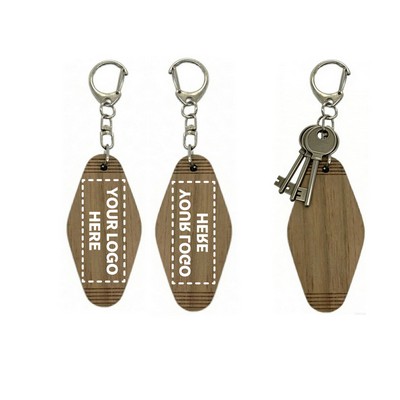 Walnut Wood Motel Keychain