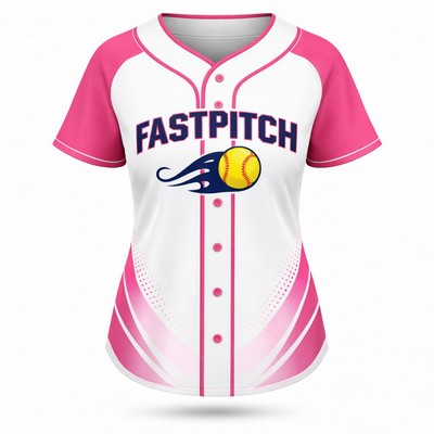 Women's Sublimated Full Button Baseball Jersey 150GSM Interlock