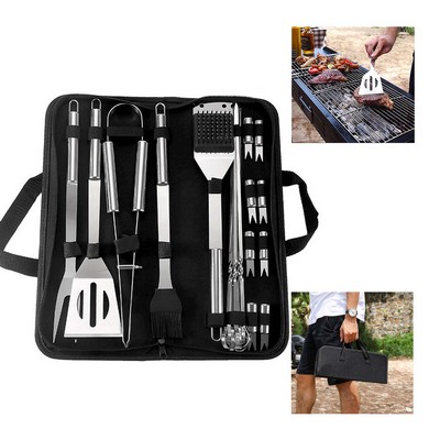 Portable BBQ Grill 20-piece Tool Set with Carrying Bag