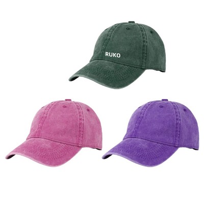 Unstructured Pigment Dyed Cotton Dad Cap with Adjustable Strap