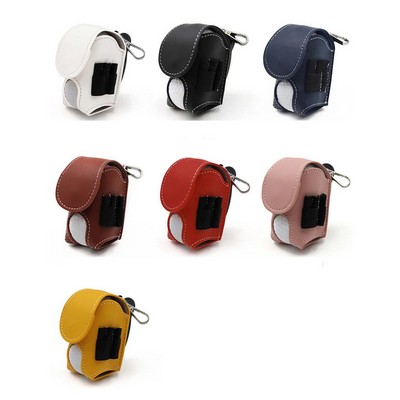 PU Leather Golf Ball Pouch with Keychain