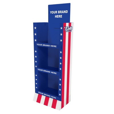 60" h x 19-3/4" w x 10-1/4" d 250th Birthday 3-Shelf Case Display