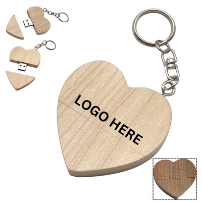 Heart Shaped Wooden USB Flash Drive 8GB