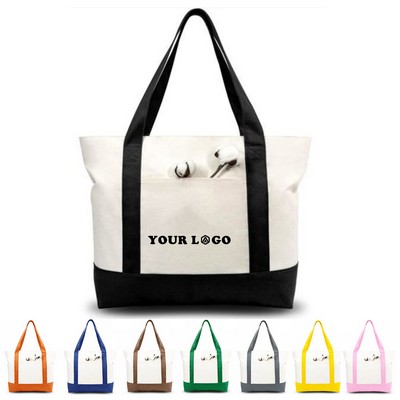 Custom Two Tone Cotton Canvas Tote Bags