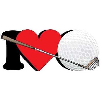 I Love Golf Promotional Magnet w/ Strip Magnet (6 Square Inch)