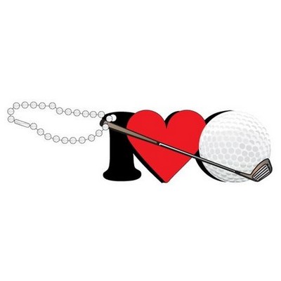 I Love Golf Promotional Key Chain w/ Black Back (12 Square Inch)