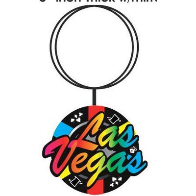 Las Vegas Poker Chip Key Chain w/Clear Mirrored Back (4 Square Inch)