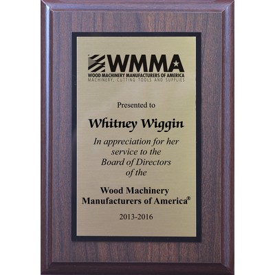 Standard Simulated Walnut Plaque w/ Sublimated Imprint - 1 Color (5"x7")