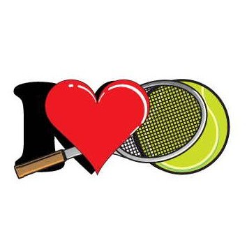 I Love Tennis w/ Racket Promotional Magnet w/ Strip Magnet (12 Square Inch)