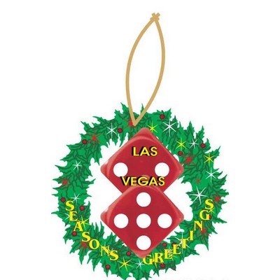Las Vegas Dice Promotional Wreath Ornament w/ Black Back (8 Square Inch)