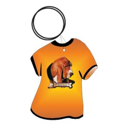Basset Hound T Shirt Keychain w/Mirrored Back (4 Square Inch)