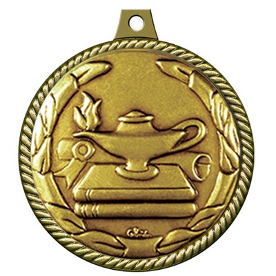 Stock Medal w/ Rope Border (Lamp of Knowledge) 2 1/4"