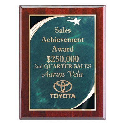 Plaque - 8"x10" Piano Wood Finish Wall Plaque with Green Star Achievement Plate (6"x8")