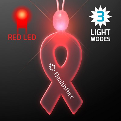 Imprinted Ribbon Acrylic Necklaces with Red LED - PRINTED