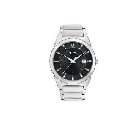 Bulova® Men's Dress Watch w/Domed Crystal & Black Dial