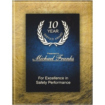 Acrylic Art Series Blue/Gold Plaque - 9 3/4"