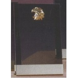 Gold Eagle Smoked Glass Award w/Gold Plastic Mounts & Aluminum Alloy Base (7"x9.5")