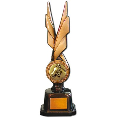 Stock Phoenix 14" Trophy with 2" Horse Coin and Engraving Plate